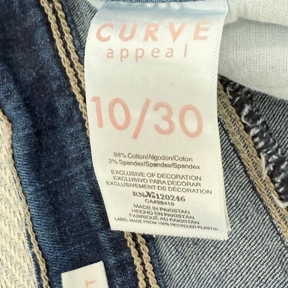 Curve Appeal Classic Straight Jeans Womens 10/30 Blue Stretch Casual Relaxed - Picture 9 of 14